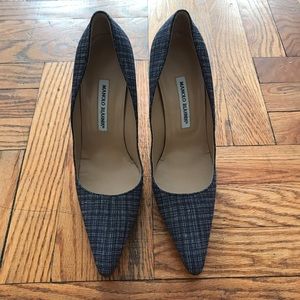 Manolo Blahnik Pumps- Blue with Red Heel/Size 41.5
